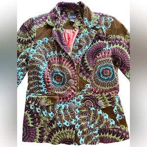 NY COLLECTION Green Velvet Blazer Size Small